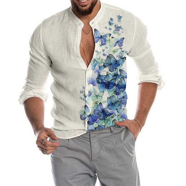 Pre-sale cotton linen men's long sleeve casual shirt