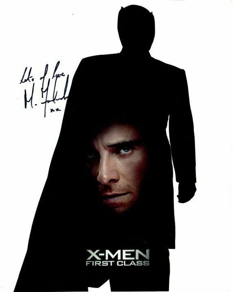 Michael fassbender signed x-men first class erik lensherr Photo Poster painting full signature