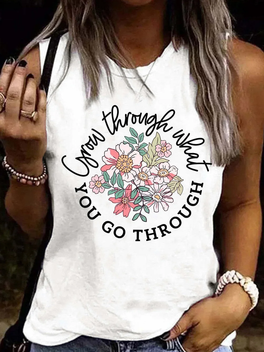 Mother's Day Women's Floral Letter Print Tank Top