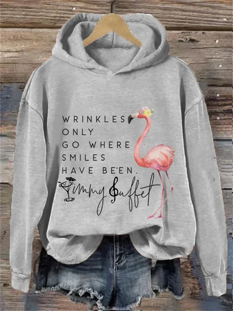 Women's Wrinkles Only Go Where Smiles Have Been Print Casual Hoodie