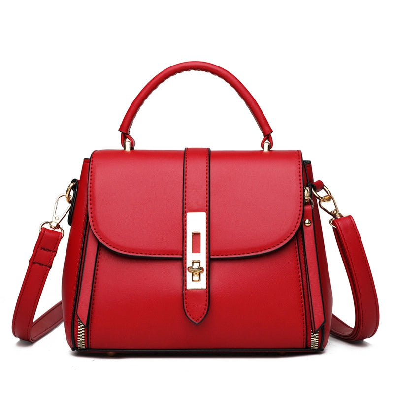 Women’s Medium All Seasons Pu Leather Solid Color Classic Style Square Flip Cover Handbag