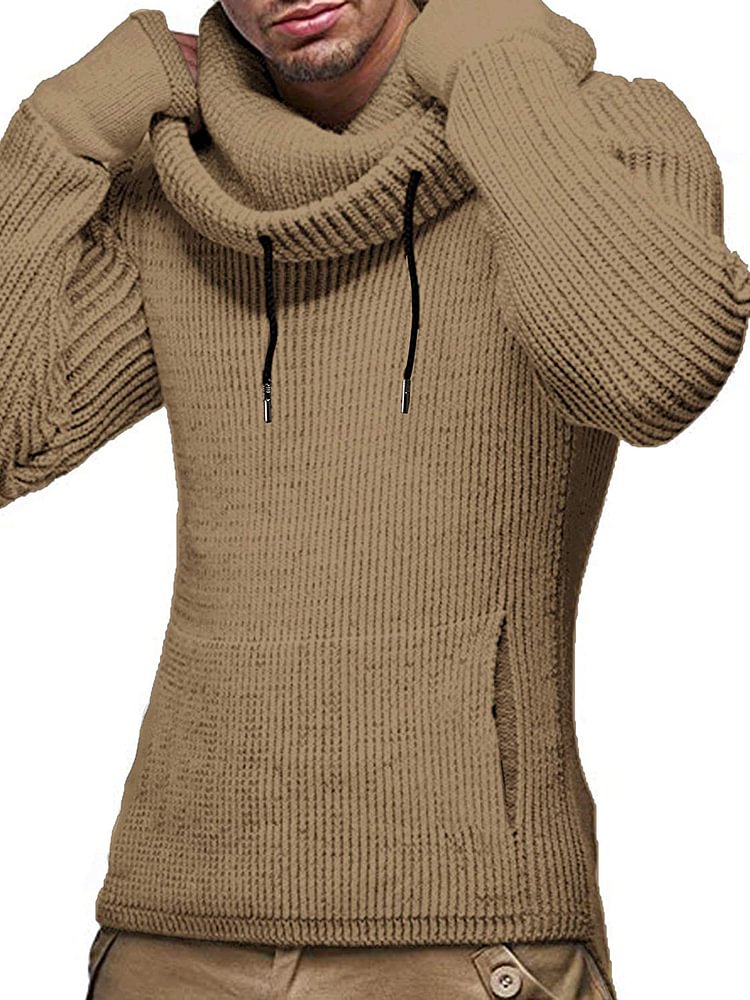 Ohbiger Men’s Knitted Cotton Pullover Hoodie Long Sleeve Turtleneck Sweater Ohbiger Men’s Knitted Cotton Pullover Hoodie Long Sleeve Turtleneck Sweater