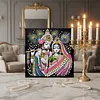 Kits d&rsquo;art DIY pour la peinture de perles en forme de couple de paons indiens avec cadre pour adultes d&eacute;butants, d&eacute;corations murales de perles, peintu