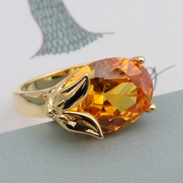Natural Citrine Simple Party Fine Ring