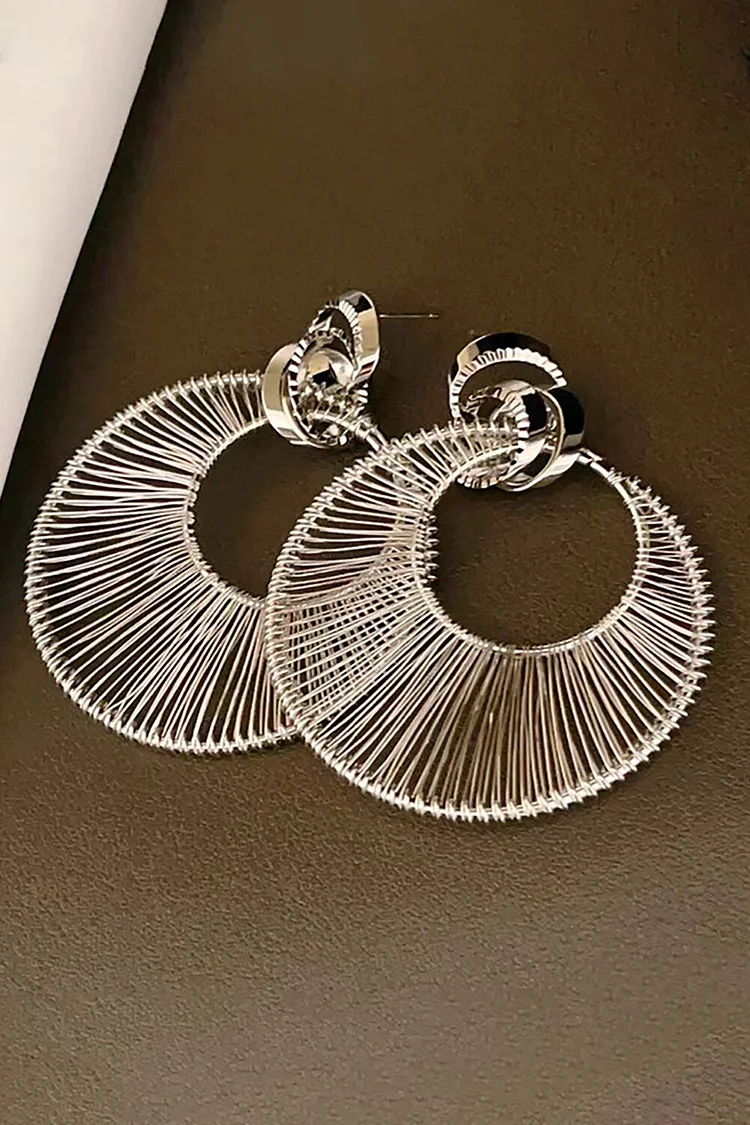Alloy Cutout O-Ring Pendant Fashionable Dangle Earrings