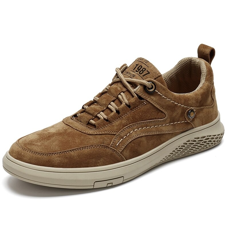 Men's Leather Casual Outdoor Lace-Up Sneakers | ARKGET