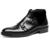 Mens Buckle Dress Leather Boots Shoes
