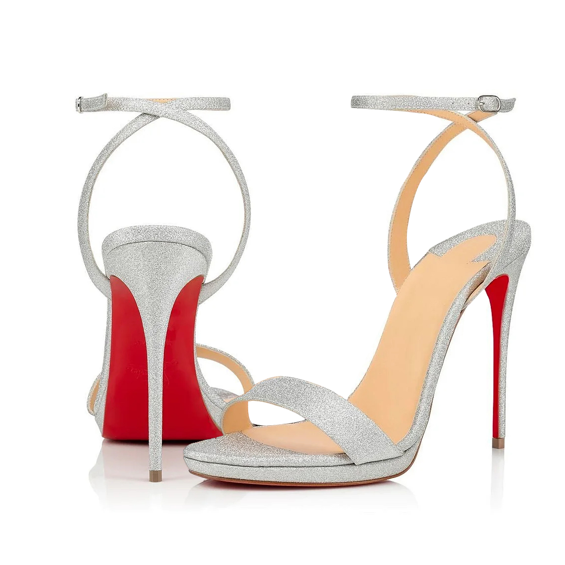 100mm/120mm Women's Low  Platform Sandals Round Open Toe Red Bottom Ankle Straps Matte Pumps-MERUMOTE