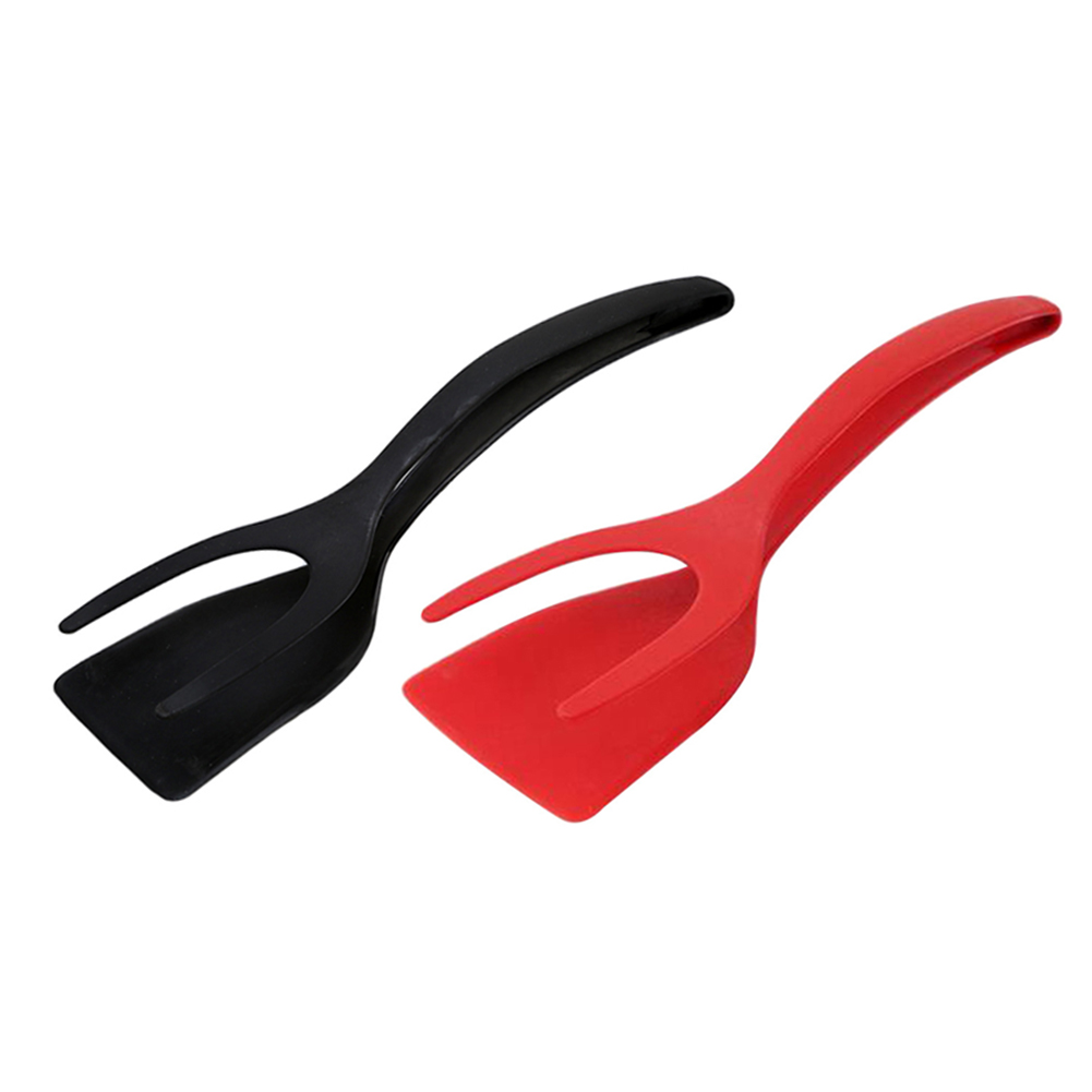 

2 in 1 Silicone Omelet Tongs Non Stick Bread Pancake Grip Flipper Spatula, Black, 501 Original