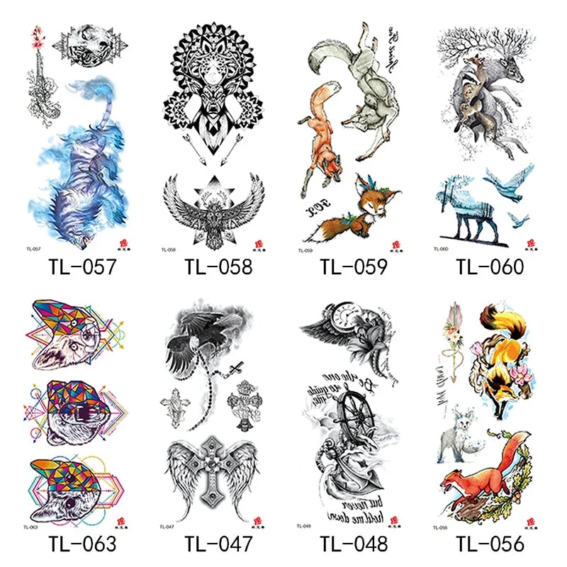 Flower arm waterproof tattoo stickers half arm painted animal durable waterproof European and American temporary tattoo stickers