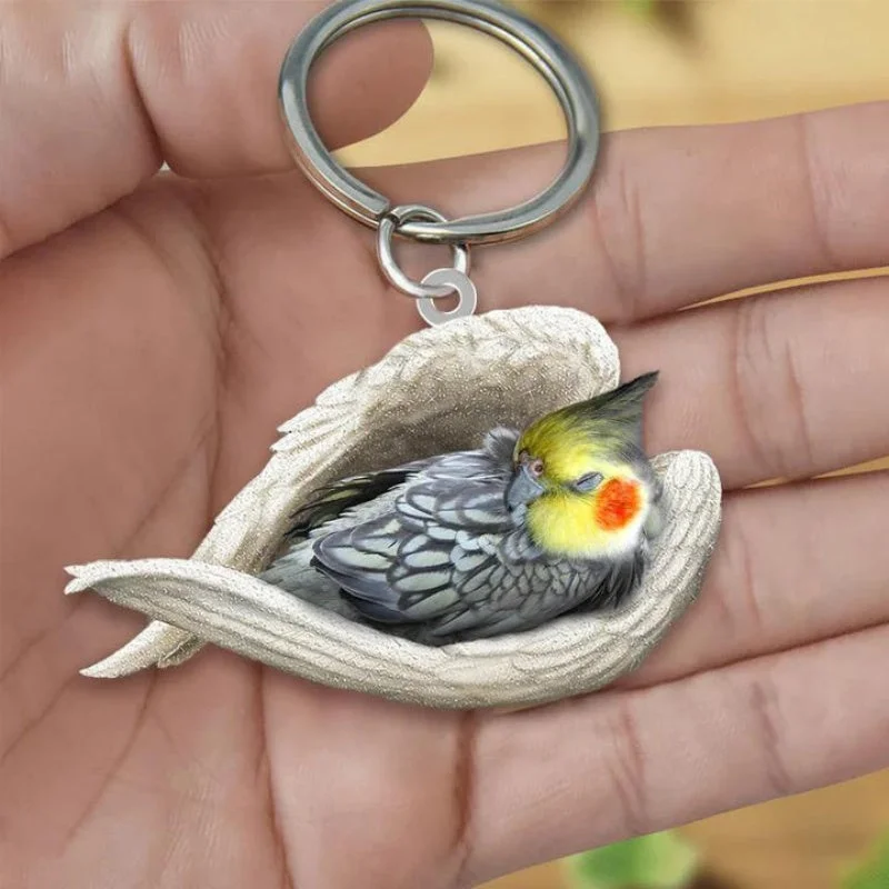 VigorDaily Sleeping Angel Acrylic Keychain Cockatiel SA208