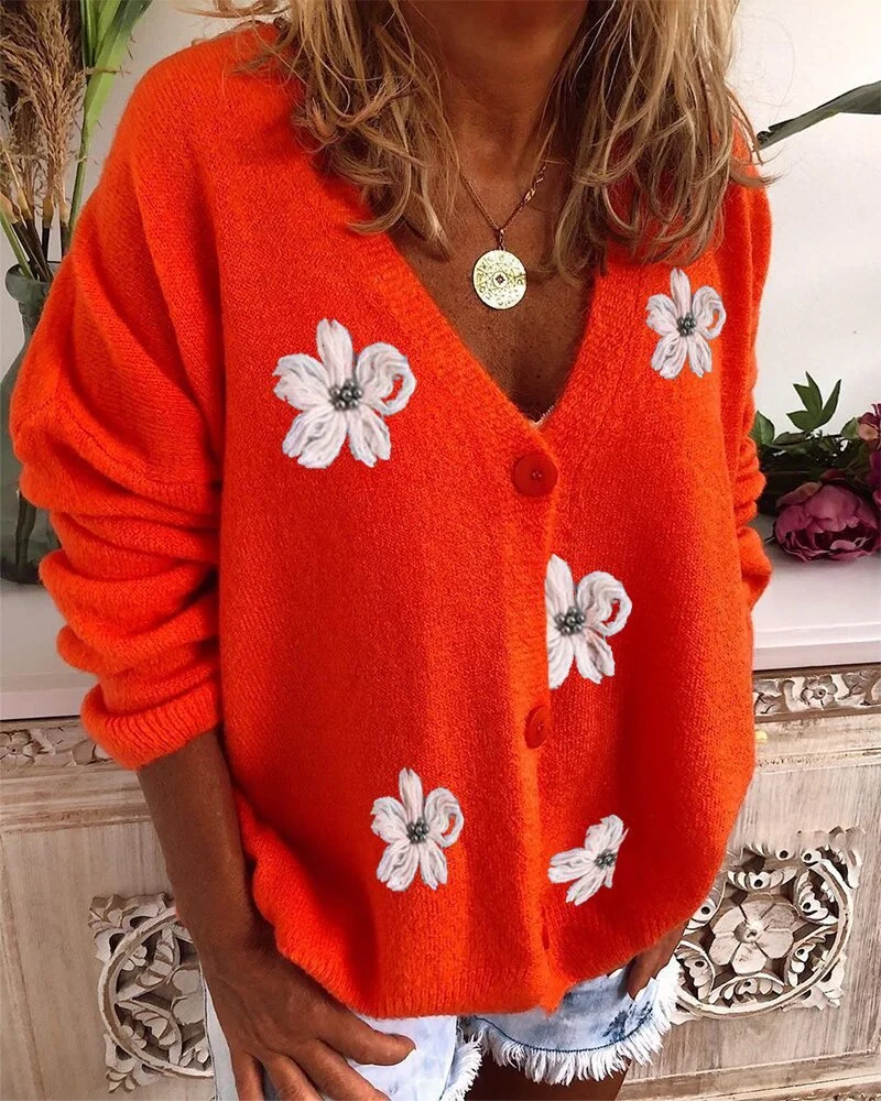 Casual Print Long Sleeve Sweater