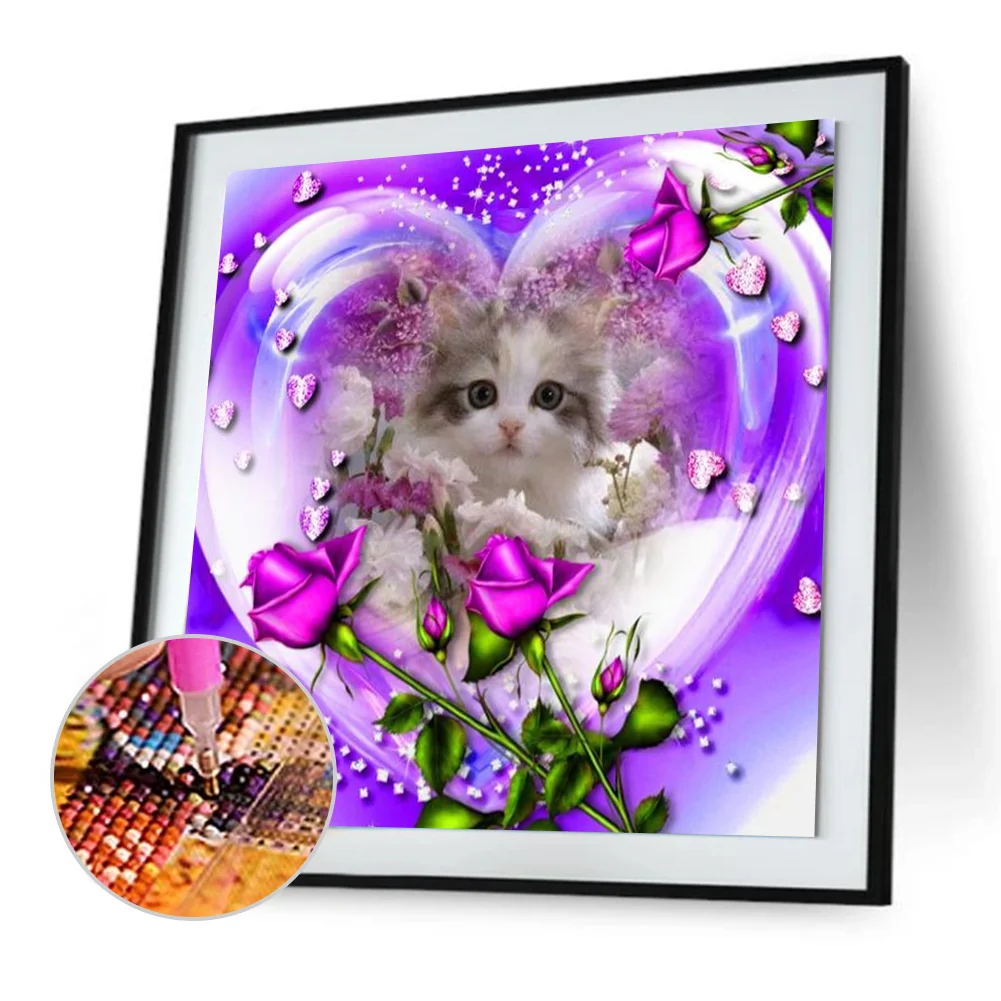 Diamond Painting - Full Round Drill - Love Cat(30*30cm)