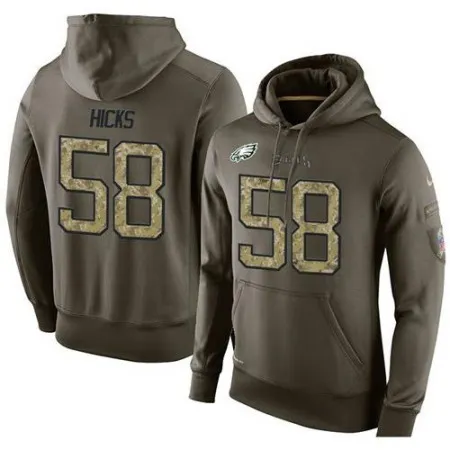 NFL Men's  Philadelphia Eagles #58 Jordan Hicks Stitched Green Olive Salute To Service KO Performance Hoodie