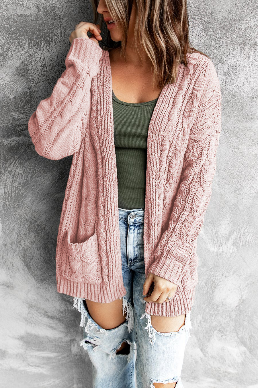  thdmladies Pocket Long Knitted Cardigan Coat thedmladies