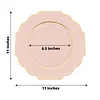 10 Pack | 11" Blush/Rose Gold Hard Plastic Dinner Plates, Disposable Tableware, Baroque Heavy Duty Plates with Gold Rim