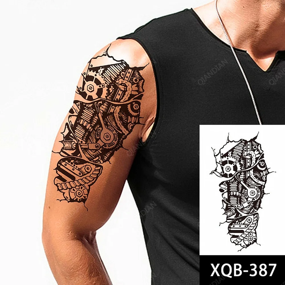 Sdrawing Tiger Manipulator Temporary Tattoo Sticker Waterproof Skull Flower Compass Eagle Deer Body Arm Sleeve Fake Totem Women Man