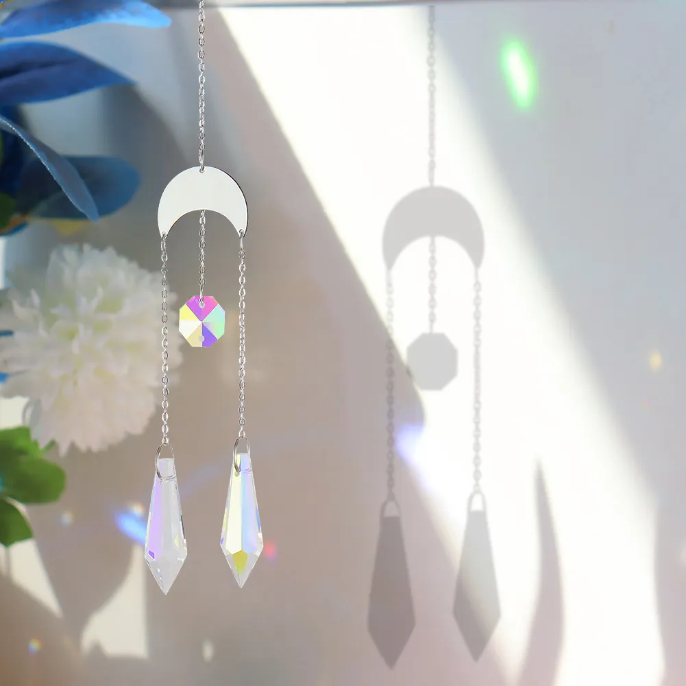 Wind Chime Crystal Catcher Hanging Ornaments Moon Prisms Home Room Pendant