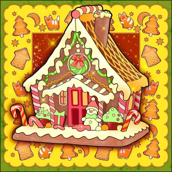 Christmas Gingerbread Candy House 40*40CM (Canvas) Full Round Drill Diamond Painting gbfke