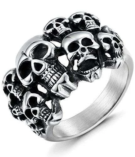 Stainless Steel Rings for Men Women Multi Skull Head Rings