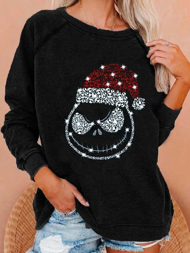 Women's The Nightmare Before Christmas Jack Printed Round Neck Sweatshirt 