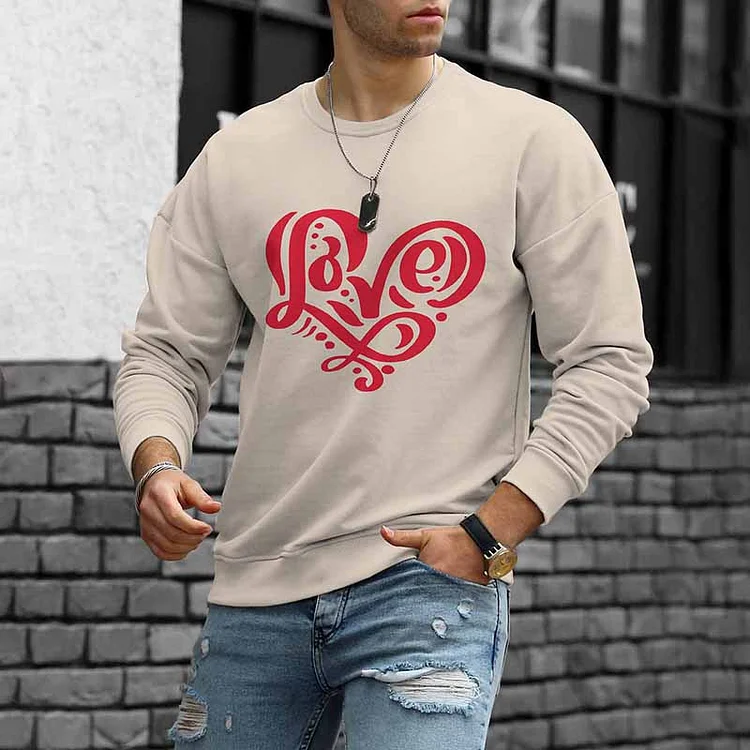 BrosWear Valentine's Day Heart Print Couple Sweatshirt