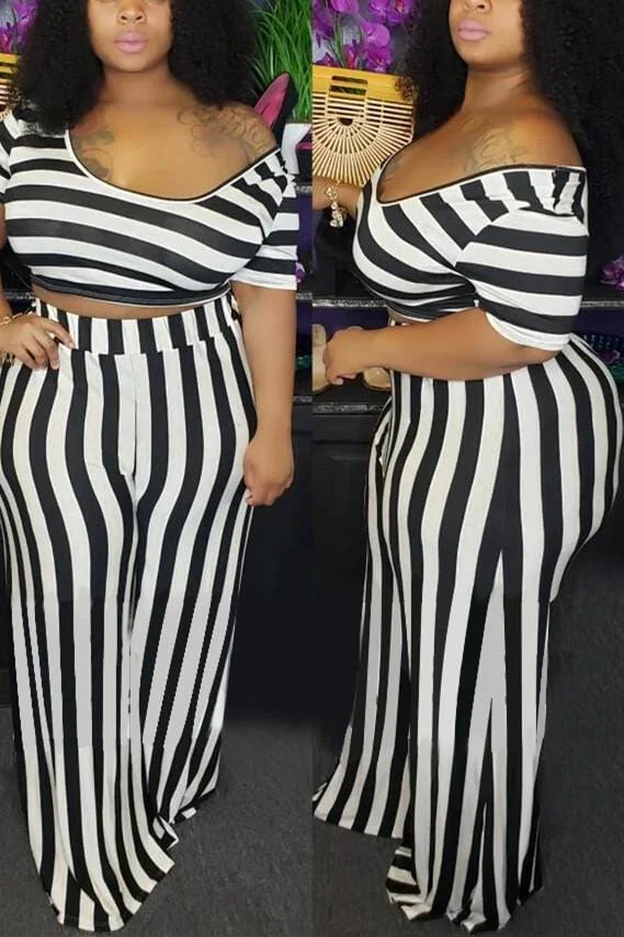 Sexy Casual Striped Two-Piece Set
