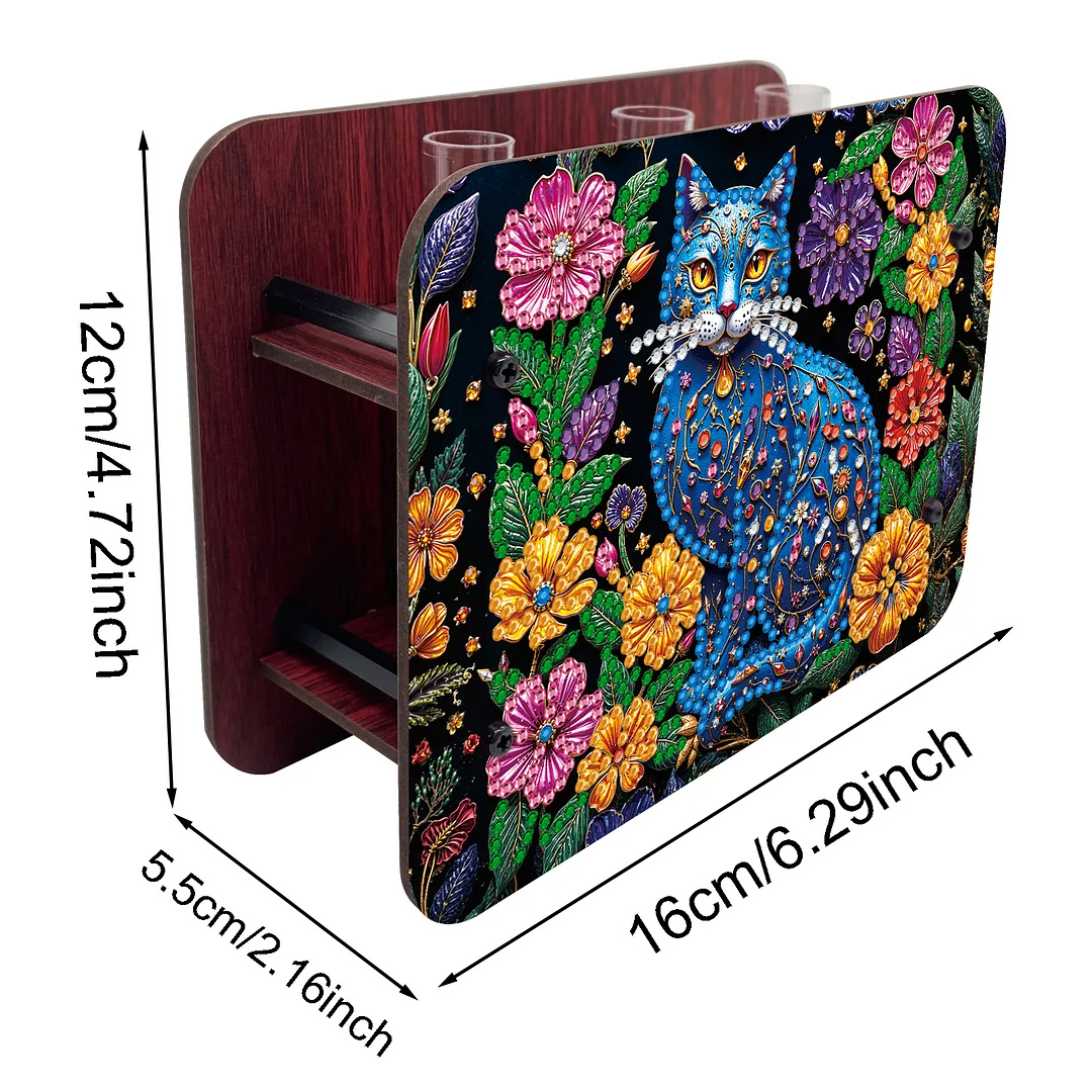 Cat DIY Flower Vase Wooden Double Sided Desktop Diamond Art Kit for Home Decor