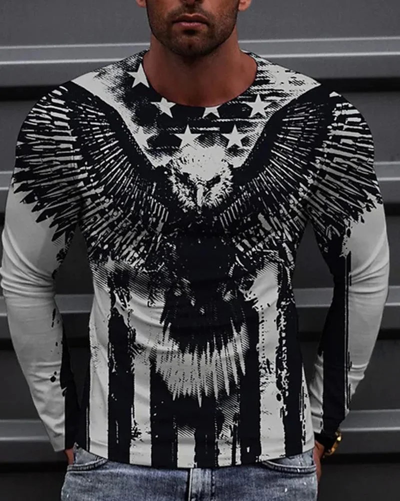 Men's Eagle Print Long Sleeve T