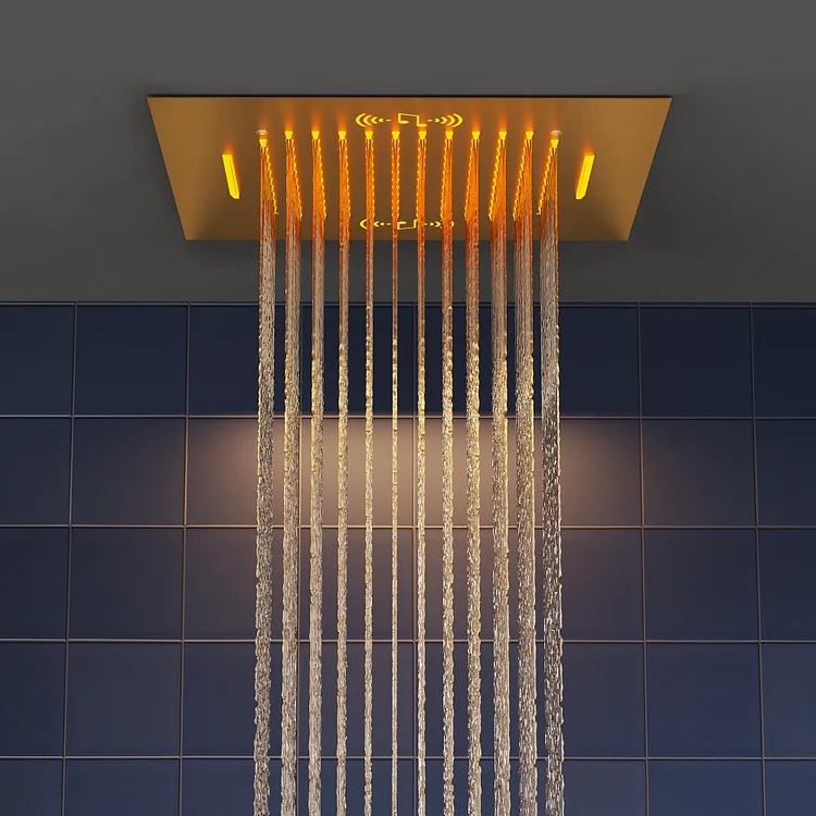 20 in. LED Ceiling Mount Shower System with Music, 3 Body Jets SFS-1055-GD20