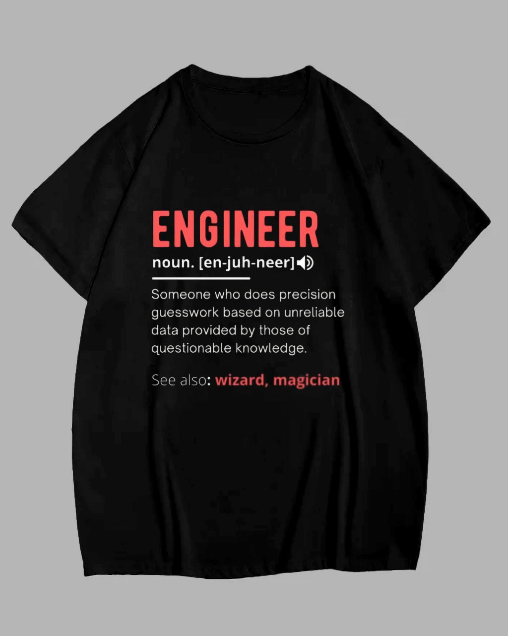 Men's Big Size Engineer Definition Graffiti Short Sleeve T-Shirt