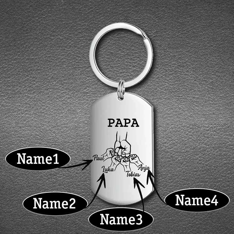 Kettenmachen Personalisierbarer 4 Namen Papa/Opa Faust Schlüsselanhänger-Lieber Papa/Opa du hast ja bereits uns-Geschenk für Vater Vatertag