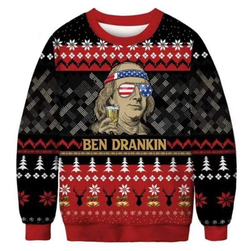 Unisex Benjamin Franklin's Ugly Christmas Sweater、、URBENIE