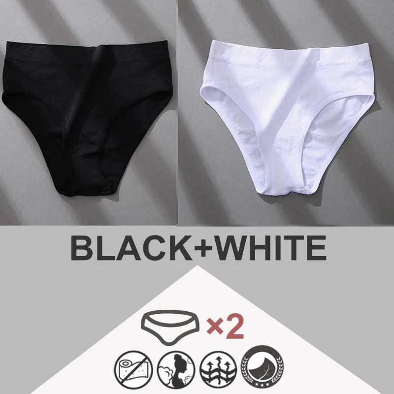 2PCS/Set High Waist Women Panties Underwear Bodyshaper Woman Lingerie Solid Colors Sexy Female Undepants Briefs Shape Wear M-2XL