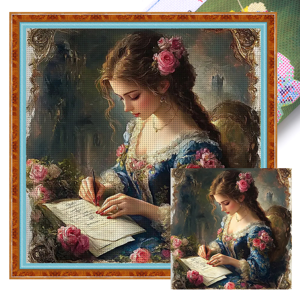 Victorian Girl Full 11CT Pre-stamped Canvas(50*50cm) Cross Stitch