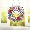 (US Only)2D Flat DIY Wreath 5D Hanging Clock Art Craft for Living Room Decoration