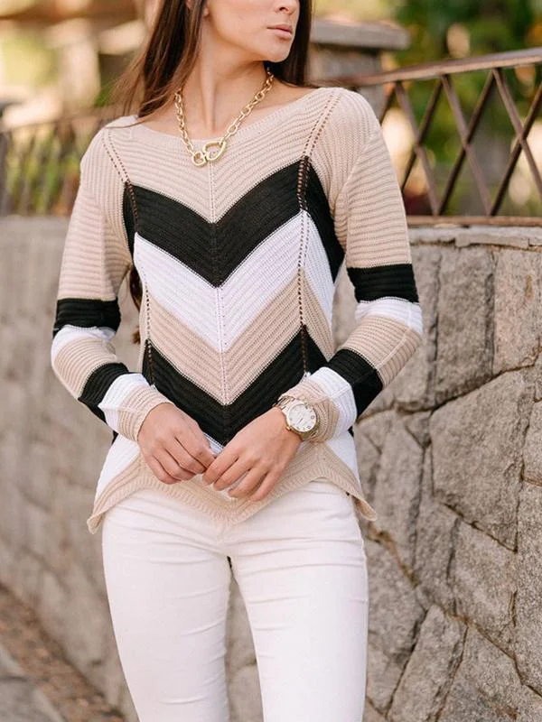 Women's Casual Wavy Graphic Knit Sweater Top