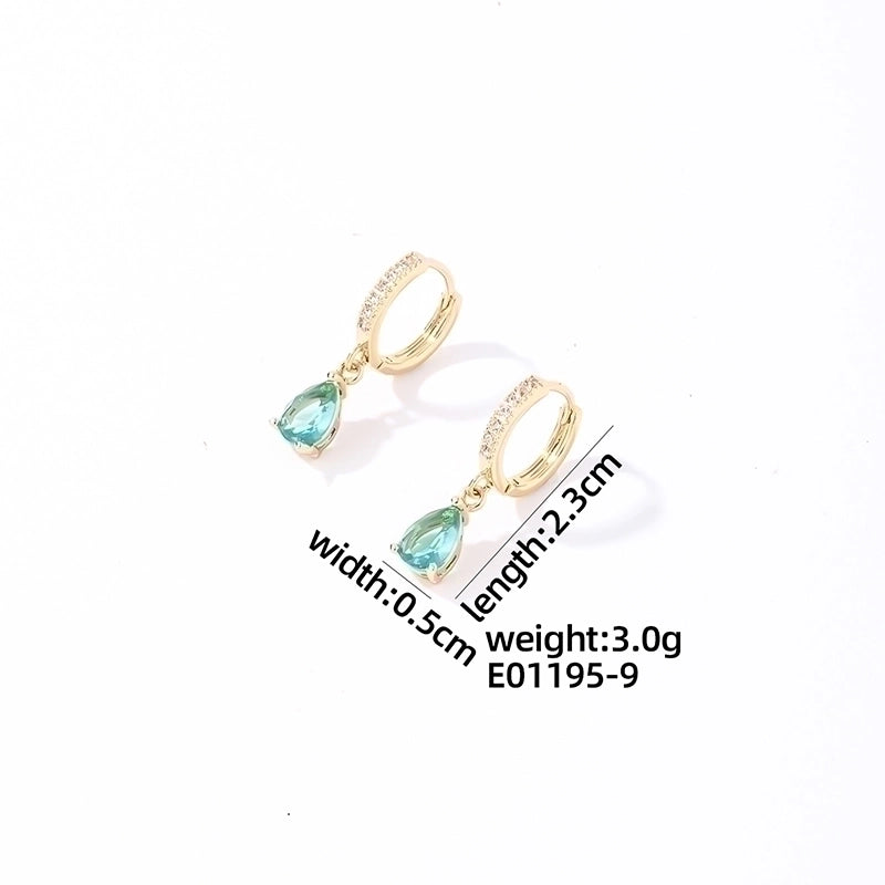 1 Pair Casual Sweet Minimalist Round Water Droplets Plating Inlay 304 Stainless Steel Copper Zircon Gold Plated Drop Earrings