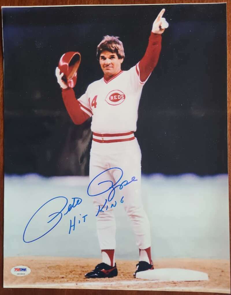 Pete Rose PSA DNA Signed 11x14 Photo Poster painting Hit King Autograph