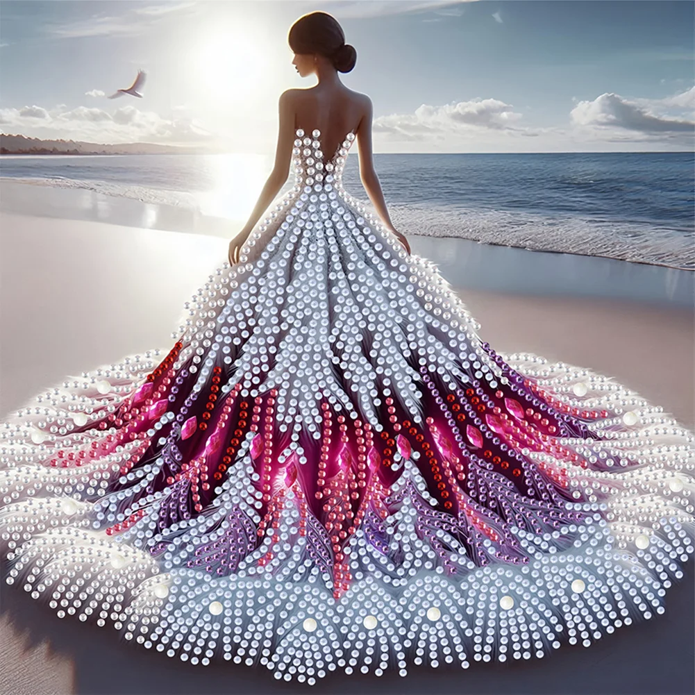 Diamond Painting - Partial Special Shaped Drill - Gorgeous Skirt Girl(Canvas|30*30cm)