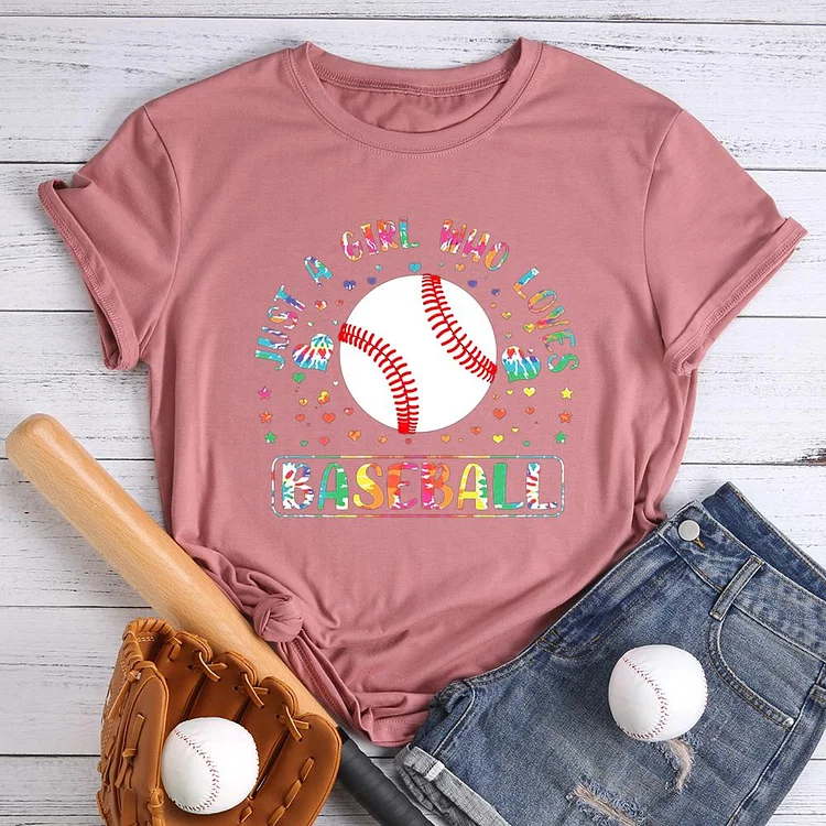 Just A Girl Who Loves Baseball Round Neck T-shirt-Annaletters