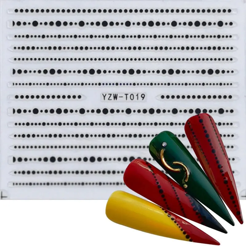 1 Sheet 3D Stickers For Nails Black Letter Leaf Flower Patterns Slider Nail Art Manicure Adhesive Tips Decals DIY Decorations-Nail Inspo