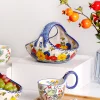 Ceramic Portable Fruit Basket, Hand-painted Fruit Bowl, Household Candy Snack Storage Basket