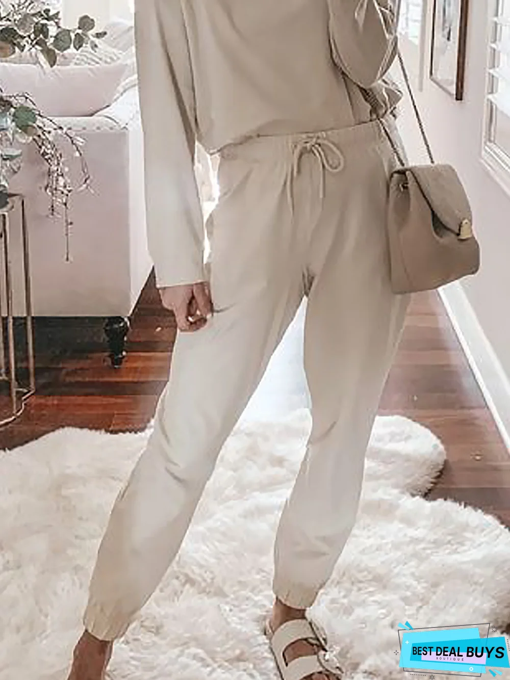 Crew Neck Jersey Plain Loose Set