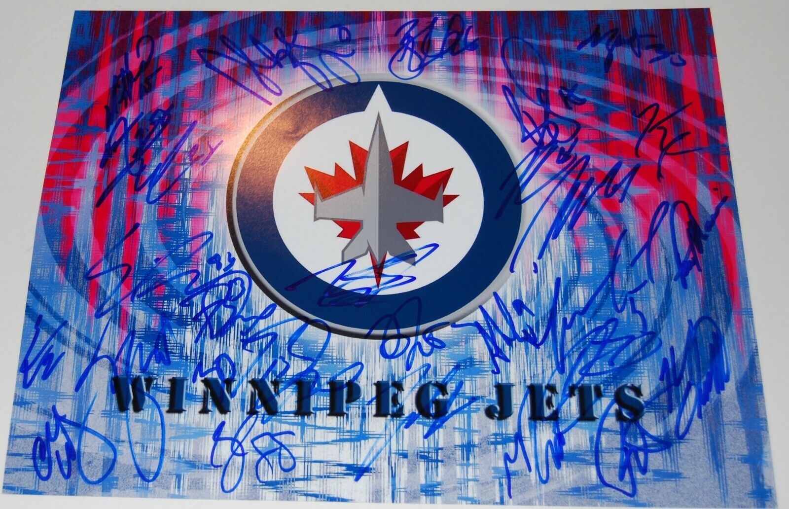 2018-19 WINNIPEG JETS team signed 11X14 hockey logo Photo Poster painting W/COA PATRICK LAINE #2