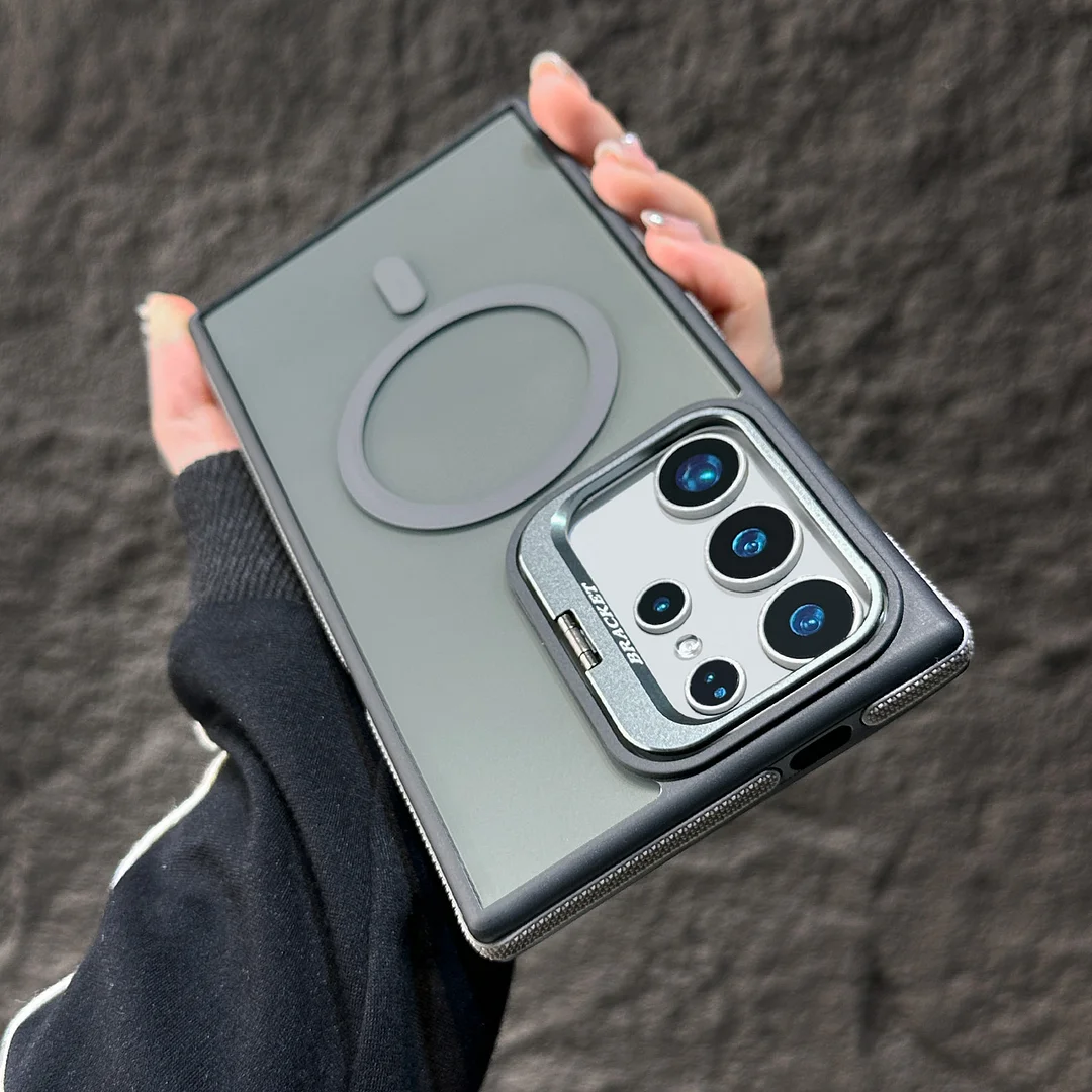 Applicable Samsung S25Ultra Magnetic Mobile Phone Case S24Plus Creative Lens Holder S23 Two-Color Anti-Fall