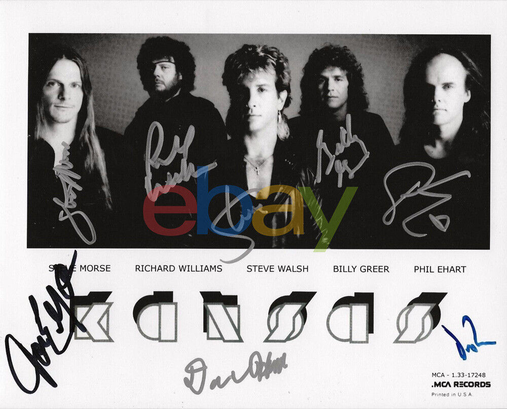 KANSAS band SIGNED 8x10 Photo Poster painting by 4 original members +3 reprint