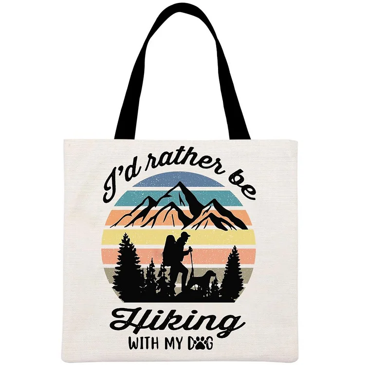 I'd rather be hiking with my dog  Hiking Printed Linen Bag-Annaletters