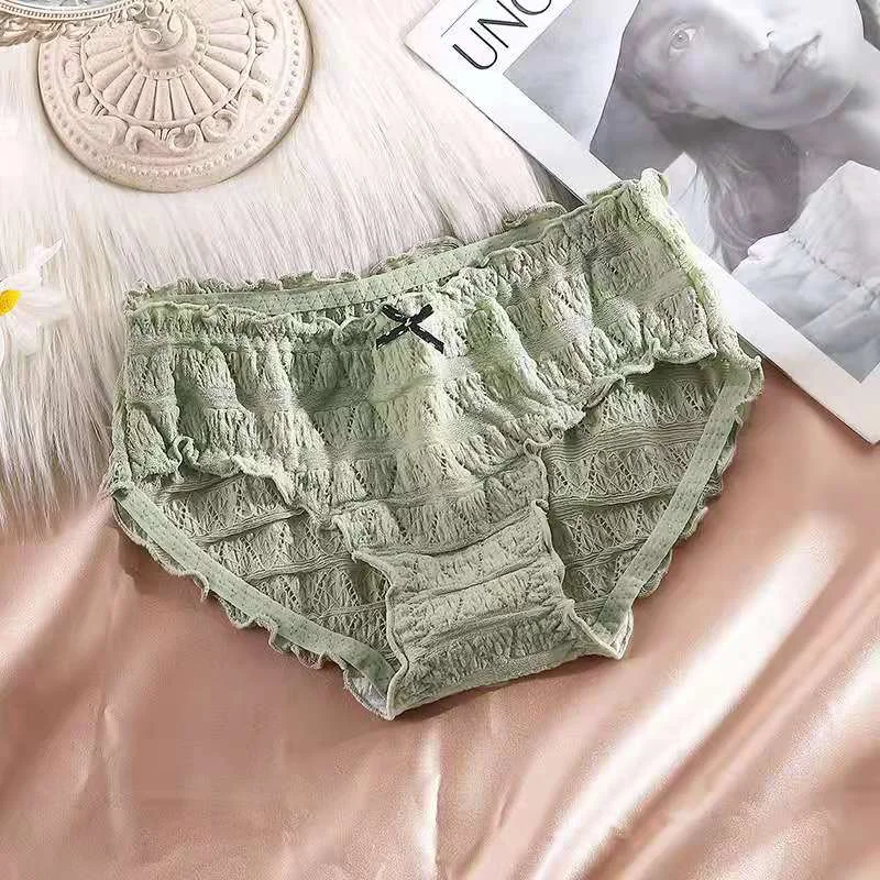 French Sexy Panties Plus Size Women's Cotton Underwear Girls Fashion Comfort Briefs Sexy Lace Underpants Female Bow Lingerie