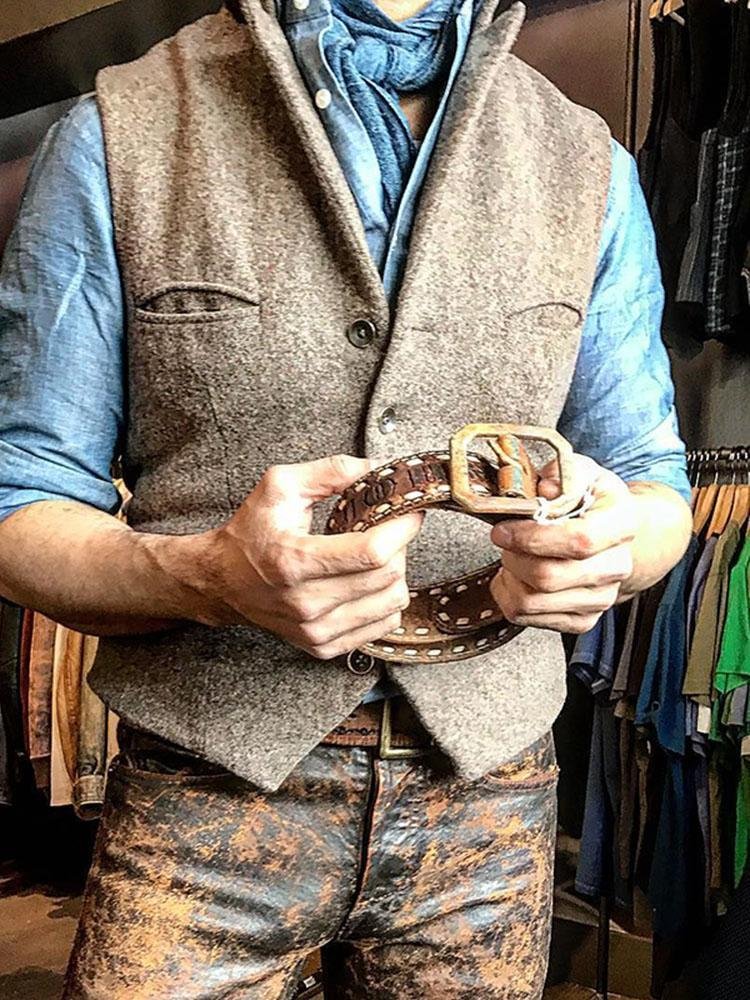 Folded Collar Solid Single-breasted Vest